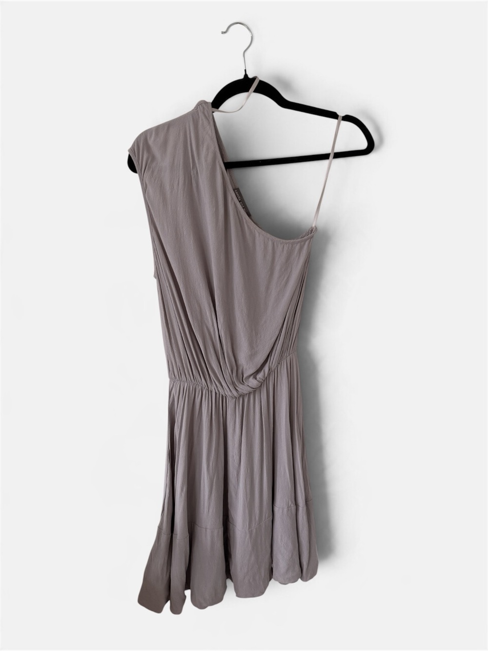 CAMILLA AND MARC Circuit Silver/Light Gray One Shoulder Draped Midi Dress